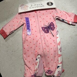 Koala Kids Pink Butterfly Heart-Print One-Piece Footie